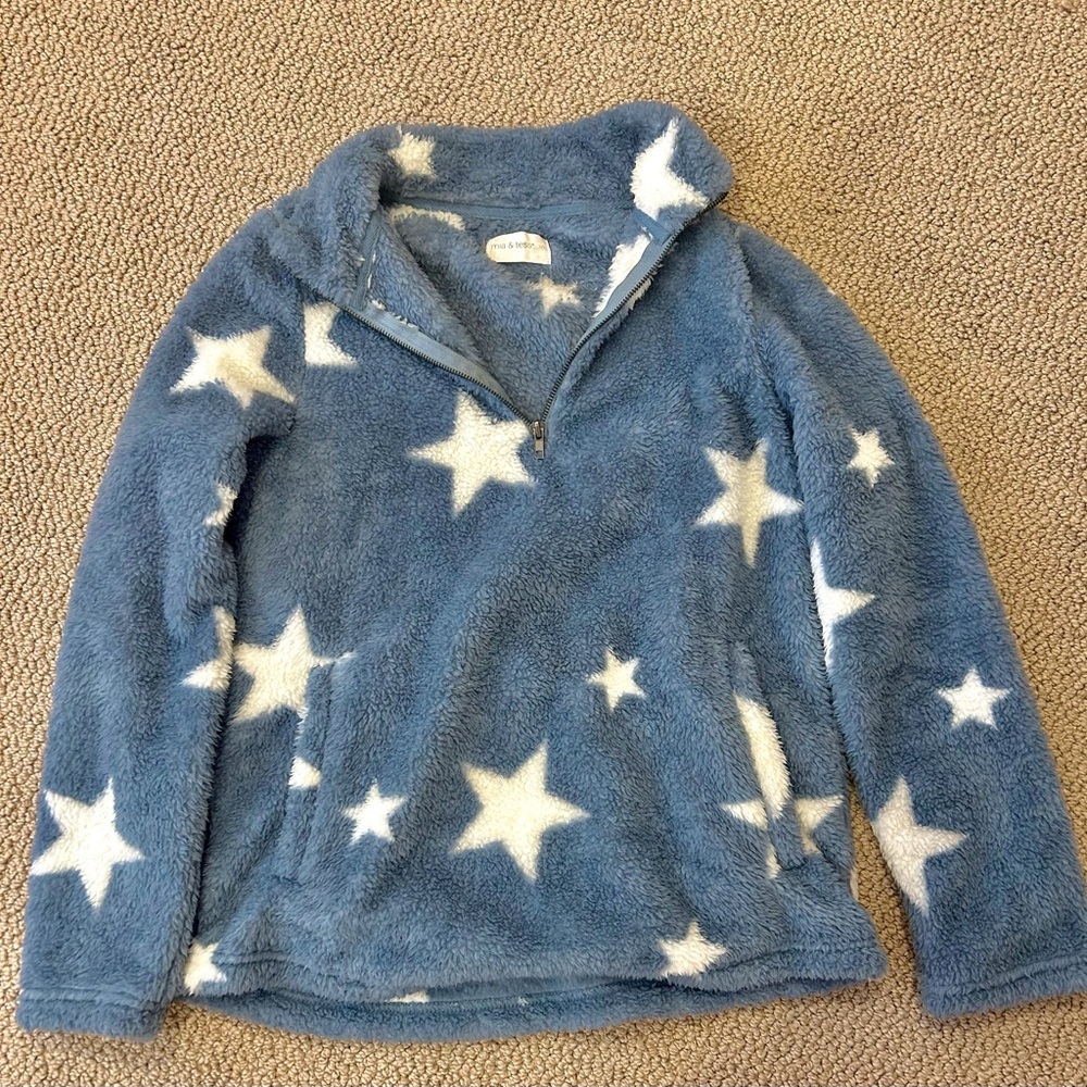 mia & tess Star Quarter-Zip Fleece - Teal *PERFECT CONDITION*